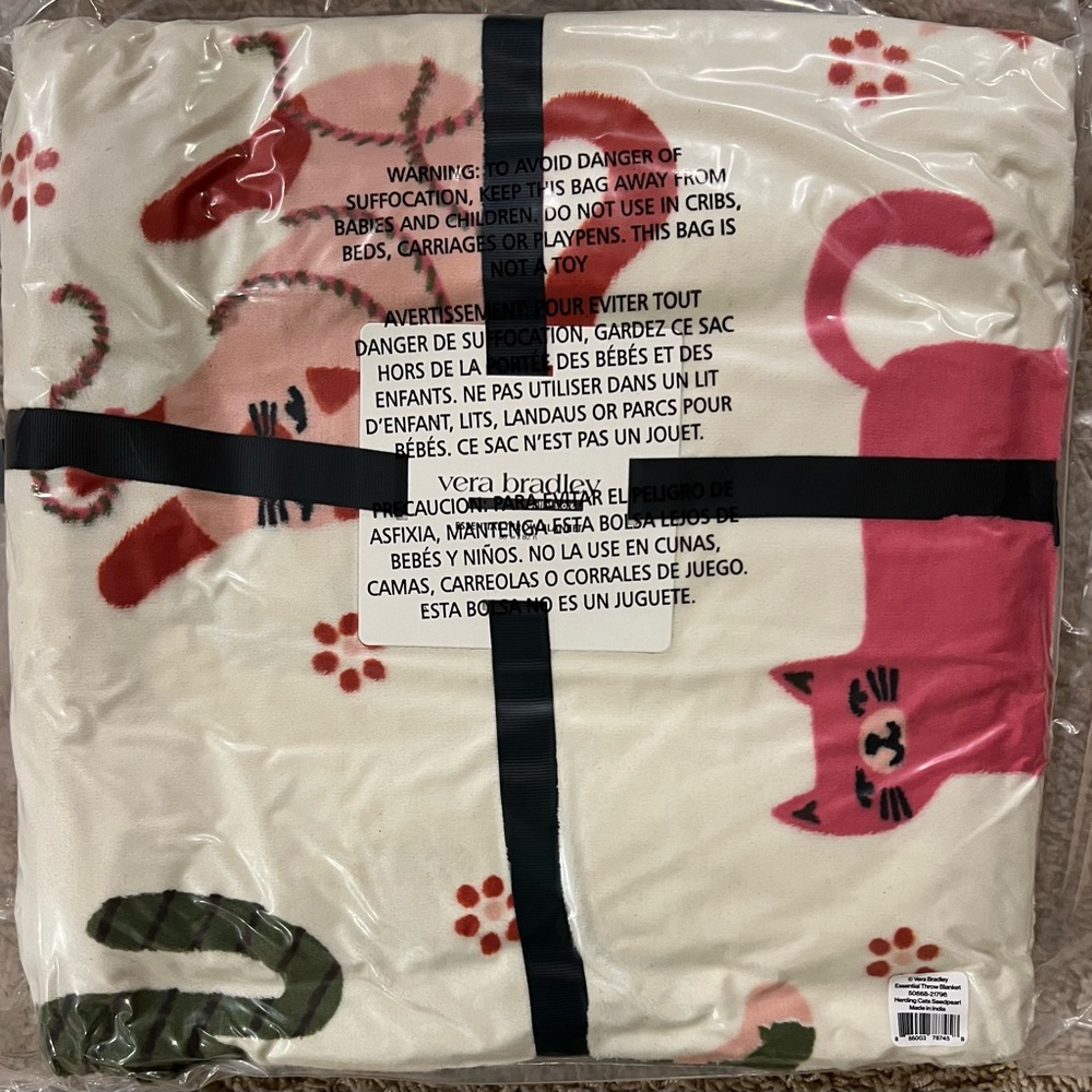 Vera Bradley Herding Cats Pattern Throw Blanket